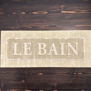 World Market Sage Green French “Le Bain” Tin Bathroom Wall Sign
